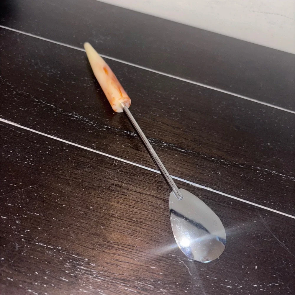 Vintage | MCM | Bakelite‎ Marbled Amber | Iced Tea/Cocktail/Milkshake Spoon | 9